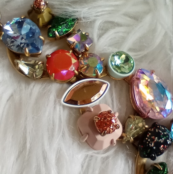 J Crew Multicolored Brûlée Crystal Circular Cluster Statement Necklace - Picture 13 of 15